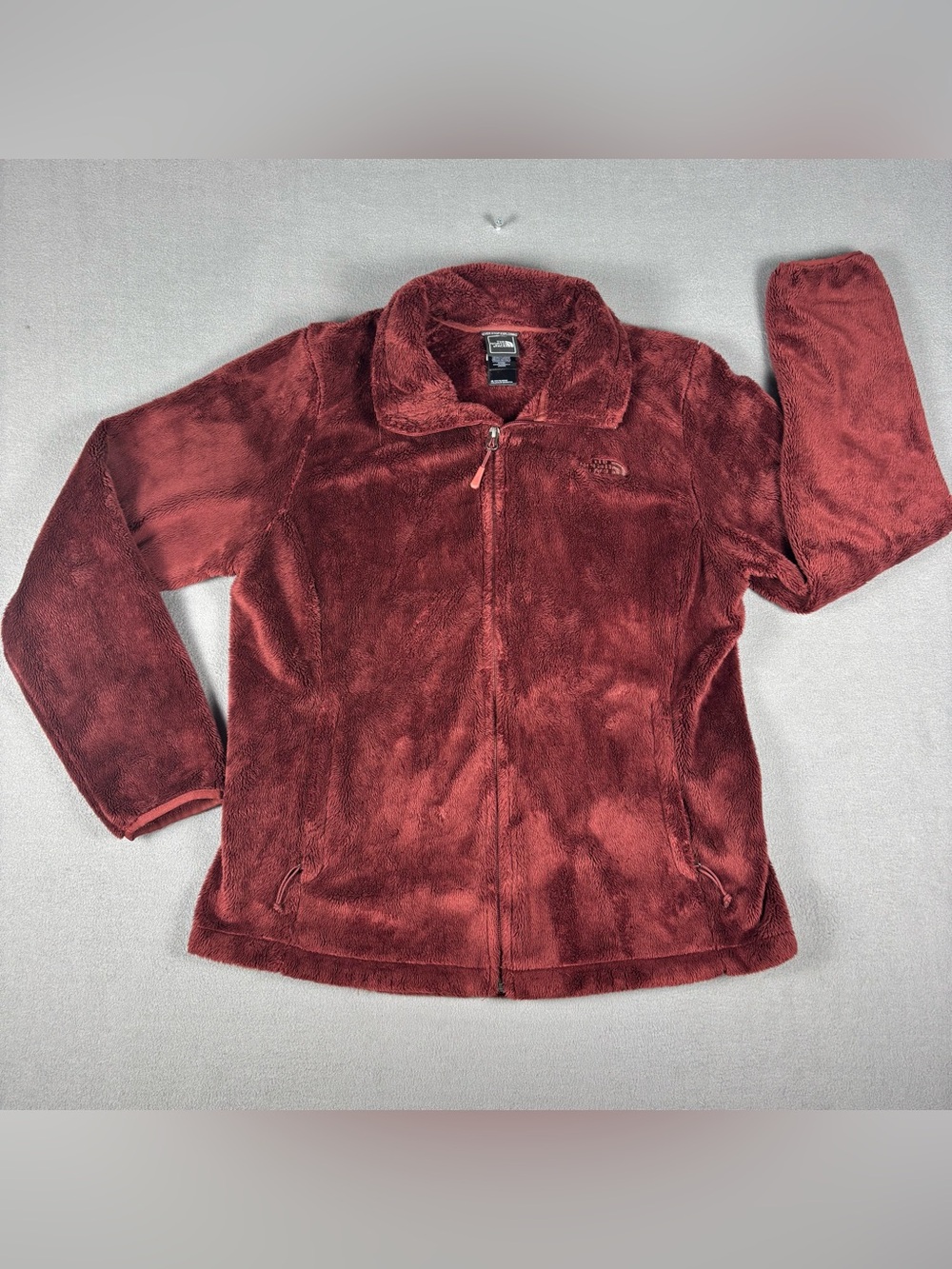 The North Face Burgundy Teddy Fleece Jacket - Plush Full-Zip